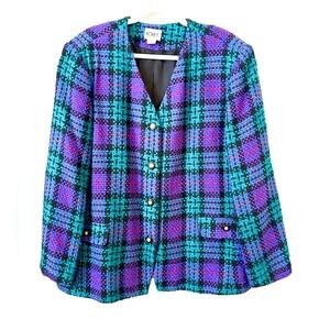 Koret Purple and Green Plaid Jacket. FINAL MARKDOWN